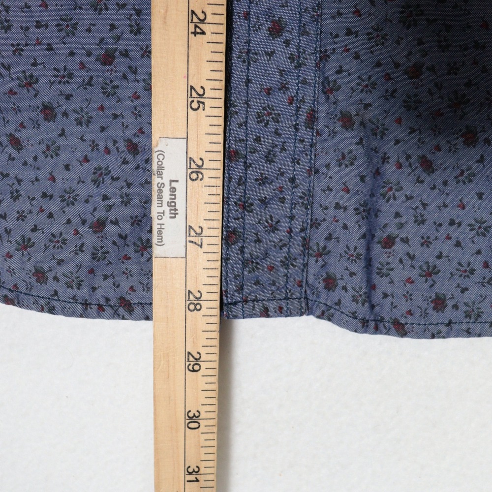 Salt Valley Western Shirt Floral Pearl Snap 100% Cotton Blue Cabbage Rose Men M - Picture 6 of 9